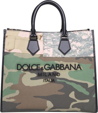 Camouflage Pattern Logo Embroidered Tote Bag