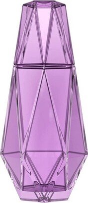 Modern Geometric 37oz Bedside Carafe and Tumbler Glass/Lid, 2-Piece Set - Purple