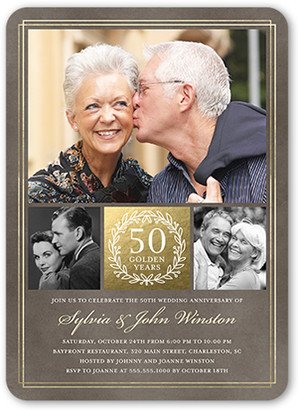 Wedding Anniversary Invitations: The Golden Years Wedding Anniversary Invitation, Grey, Standard Smooth Cardstock, Rounded