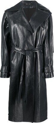 Faux-Leather Detachable-Sleeve Coat