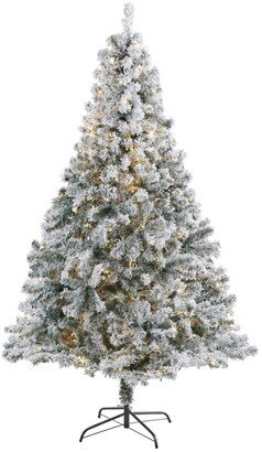 Flocked Rock Springs Spruce Artificial Christmas Tree with 350 Clear Led Lights and 800 Bendable Branches