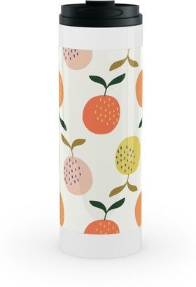 Travel Mugs: Little Oranges - Multi Stainless Mug, White, 16Oz, Orange