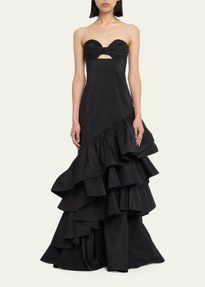 The Art Of Life Strapless Tiered Trumpet Gown