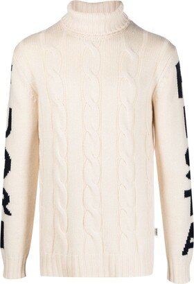 Logo-Intarsia Cable-Knit Jumper