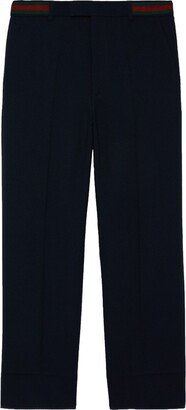 Web-detail straight-leg trousers