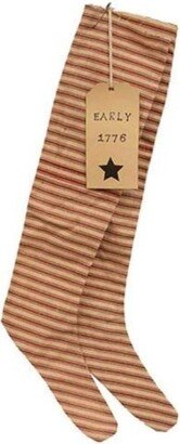 2/Set Red Ticking Stripe Fabric Stocking Ornament - 16L x 6.50W x 25H