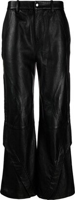 Black Wide-Leg Leather Trousers