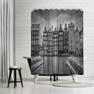 71 x 74 Shower Curtain, Amsterdam Damrak And Dancing Houses by Melanie Viola