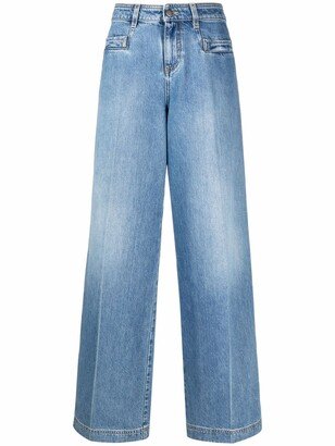 Pressed-Crease Wide-Leg Jeans