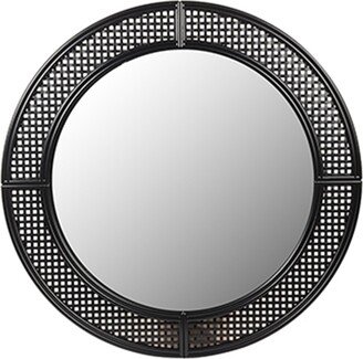 Truu Design Black Rattan-Style Round Wall-Mounted Mirror, 30