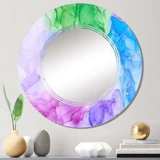 Designart 'Multicolor Luxury Abstract Fluid Art' Printed Modern Wall Mirror