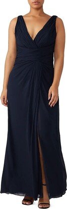 WATTERS Crinkle Chiffon Wrap Gown