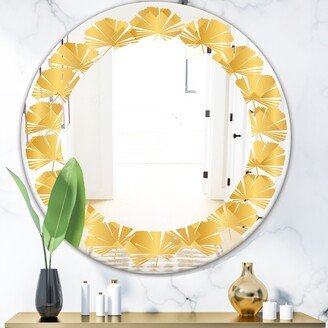 Designart 'Golden Geometric I' Printed Modern Round or Oval Wall Mirror - Leaves