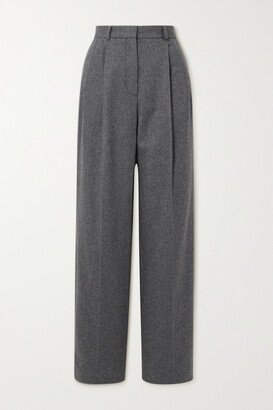 Net Sustain Pleated Recycled Wool-blend Straight-leg Pants - Gray