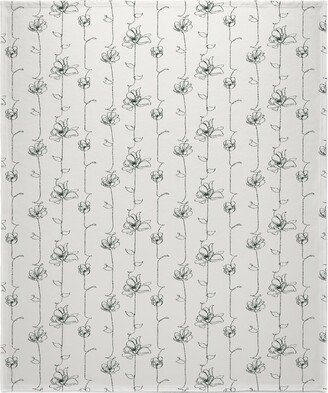 Fleece Photo Blankets: One Line Floral - Neutral Blanket, Fleece, 50X60, White