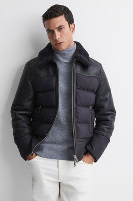 Leather Quilted Shearling Coat