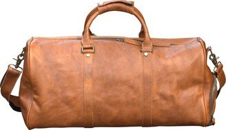 Touri Leather Over Night Bag With Shoe Storage - Tangerine