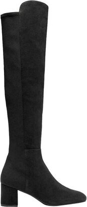 Women's Black Suede With Elastic Back Heel Knee High Boot (39.5 EU / 9 B US)