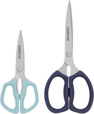 2pc Kitchen Shears Set Navy Blue/Aqua Green