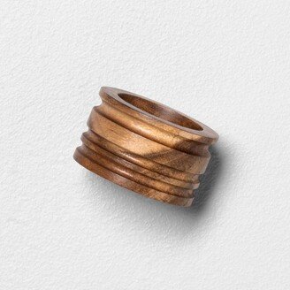 4pc Wooden Napkin Ring Set Brown