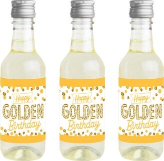 Big Dot Of Happiness Golden Birthday Mini Wine Label Stickers - Happy Birthday Party Favor 16 Ct