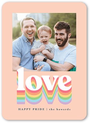 Greeting Cards: Love Rainbow Pride Month Greeting Card, Beige, 5X7, Pearl Shimmer Cardstock, Rounded