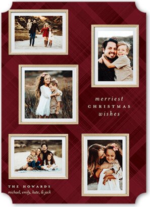 Holiday Cards: Festive Plaid Collage Holiday Card, Red, 5X7, Christmas, Matte, Signature Smooth Cardstock, Ticket