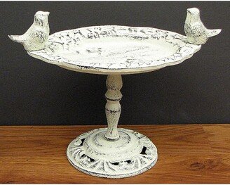 Antique White Bird Bath - 11.5W x 8.75H x 6D