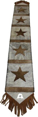 Cowhide Table Runner With Star Pattern - 7Ft Long Decor Runner