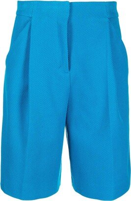 Pleated Twill Bermuda Shorts