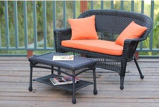 Black Wicker Loveseat and Coffee Table Set