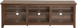 Noah Wooden 70 TV Stand with Open Storage Shelves in Brown