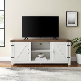 Snake River Décor Farmhouse TV Stand for TVs up to 65 Rustic Oak/Brushed White - 58 inches