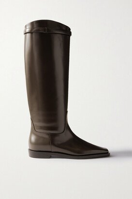 Net Sustain The Riding Leather Knee Boots - Brown