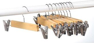 10 Pack Wood Hangers with Metal Clips - Wood Hangers for Suits, Skirts, or Pants Hangers - HomeItUsa