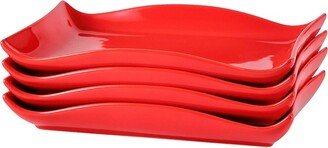 Red Rectangular 10x7 Set Of 4 Serving Trays