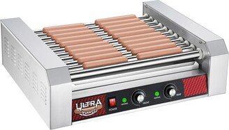 Great Northern Popcorn 11 Roller Hot Dog Machine Electric Countertop Cooker with Drip Tray & Dual Zones