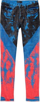 Painterly-Print Skinny Jeans