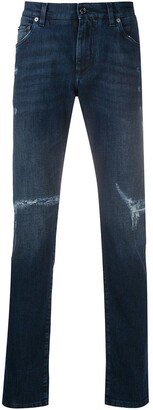 Ripped Mid-Rise Skinny Jeans