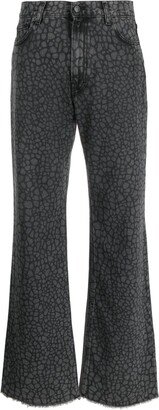 Animal-Print Wide-Leg Jeans