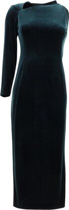 One-Shoulder Cut-Out Detailed Velvet Dress