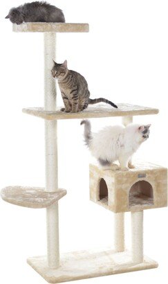 GleePet 57-Inch Real Wood Cat Tree With Perch & Playhouse