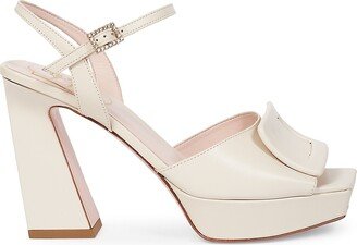 Leather Buckle Platform Sandals-AA