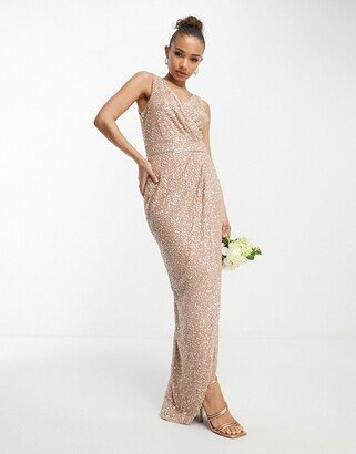 Beauut Bridesmaid wrap maxi dress in taupe