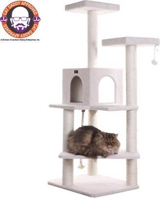 Ivory 57 High Real Wood Cat Tree, Fleece Covered Cat Climber