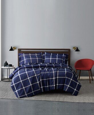 Printed Windowpane 3 Piece Duvet Cover Set, King