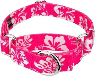 Country Brook Petz - Pink Hawaiian Martingale Dog Collar (1 Inch, Extra Large)