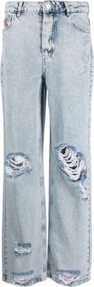 Ripped-Detail Organic Cotton Jeans