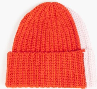 Kinsale two-tone ribbed cashmere beanie