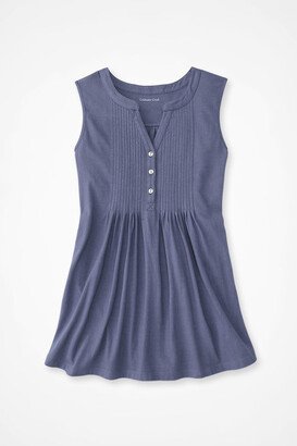 Women's SL Lovely Layers Pintuck Henley Top - Ranch Blue - PL - Petite Size
